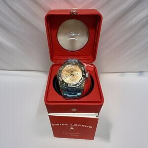 NEW RARE Swiss Legend Automatic Men’s Watch SL-90020-99 Orange w/ Winder Case